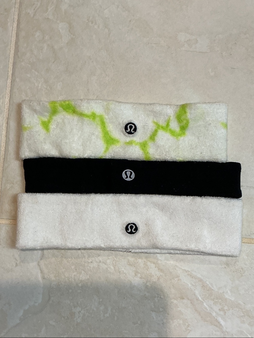 lululemon athletica White, Black & Lime Headbands (3-Pack)